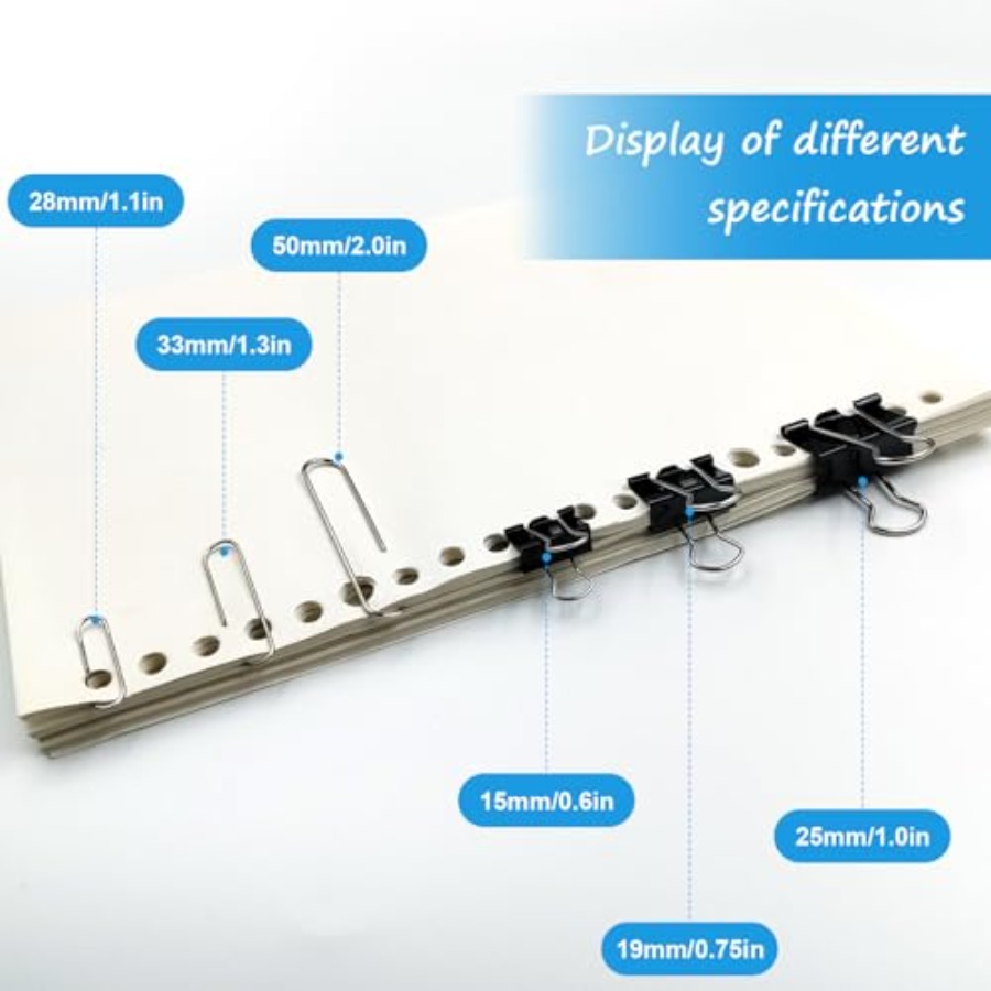 340 PCS Paper Clips and Binder - Binder Clip Assorted avis et prix
