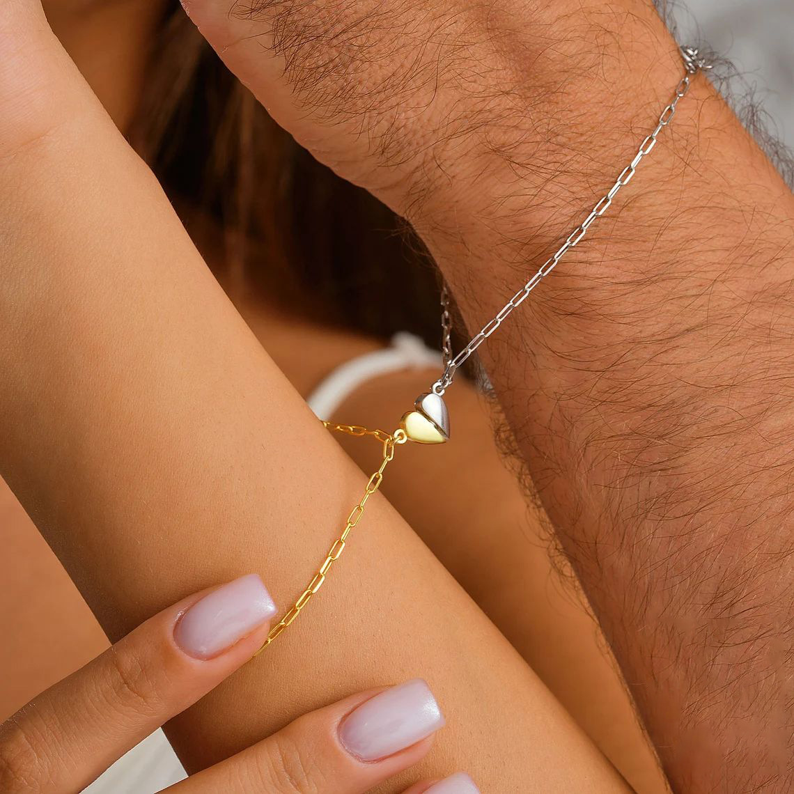 Magnetic Heart Couple Bracelet - Paperclip Magnetic Set avis et prix