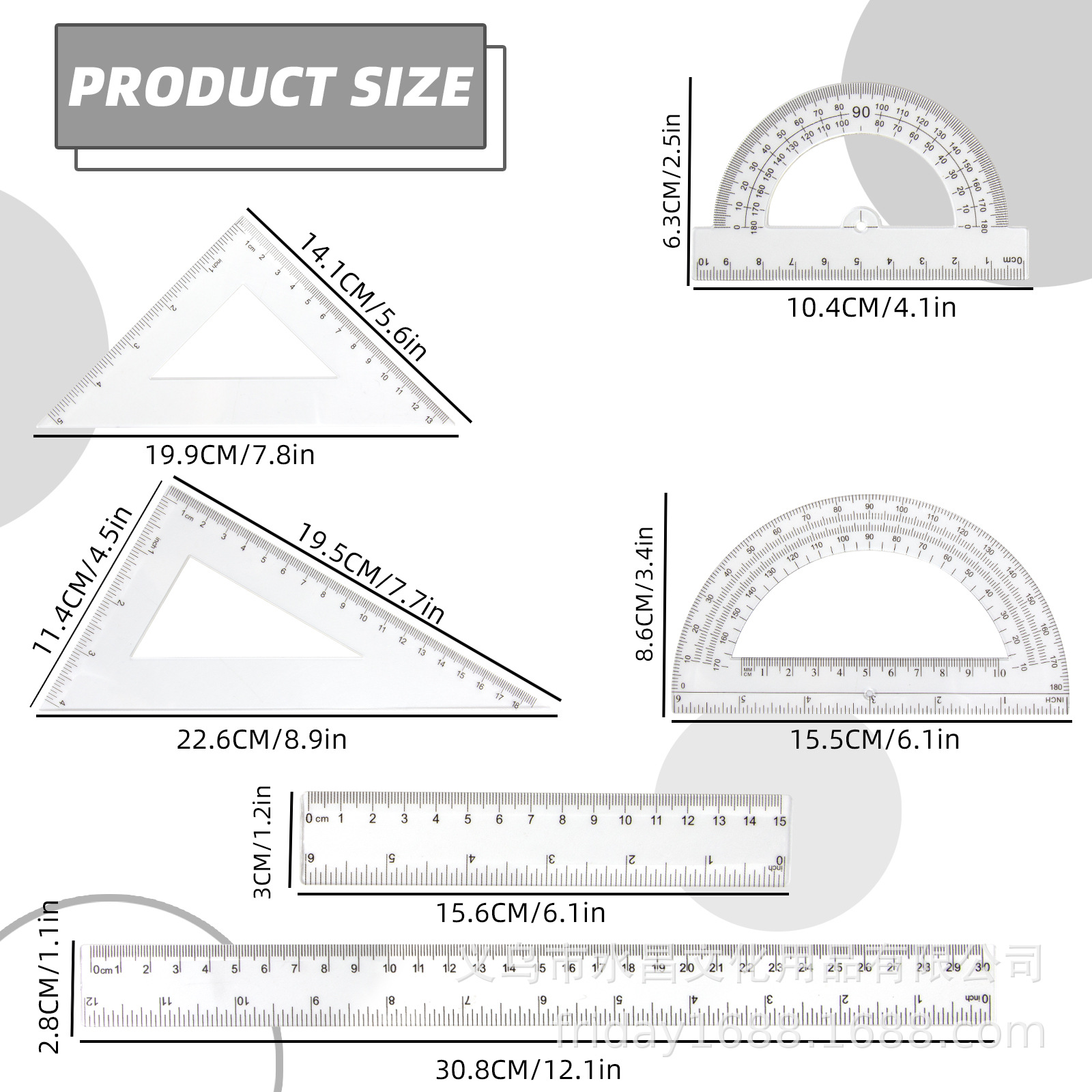 6-piece Transparent Color Rule - Ruler Set Transparent avis et prix