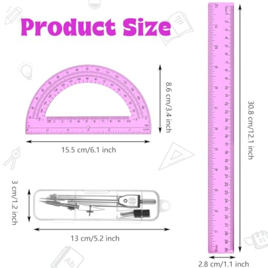 3 Pcs Plastic Ruler 6 Inch Pro - Ruler Set Transparent avis et prix