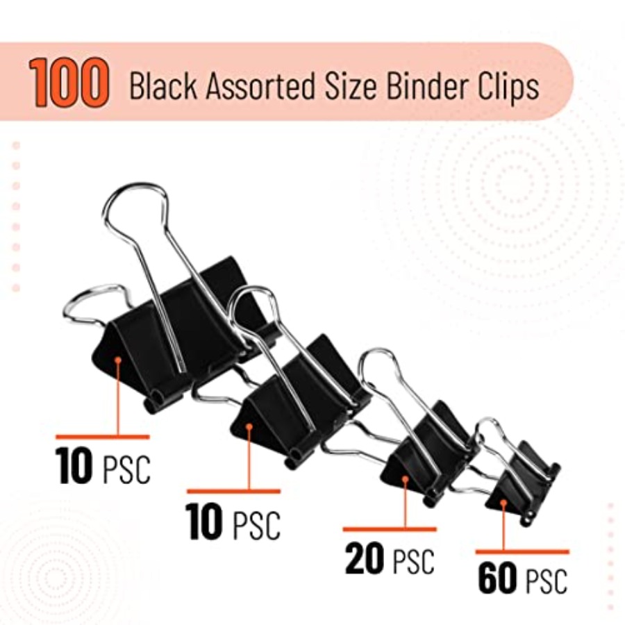 - Binder Clips, 100 pcs, Assor - Binder Clip Assorted avis et prix