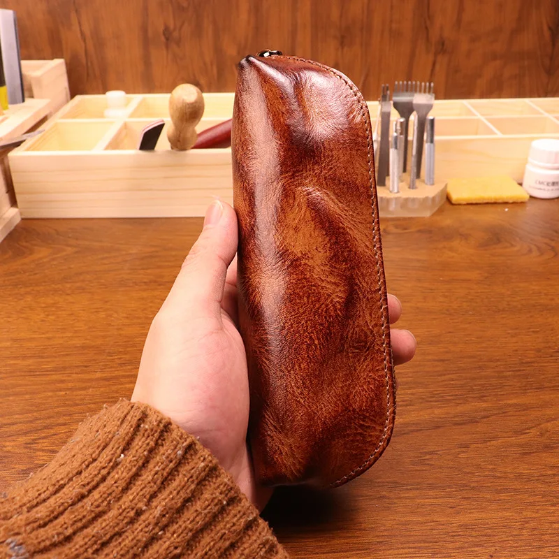 Cowhide pen bag for men vintag - Tan Stationery & Office Supply avis et prix