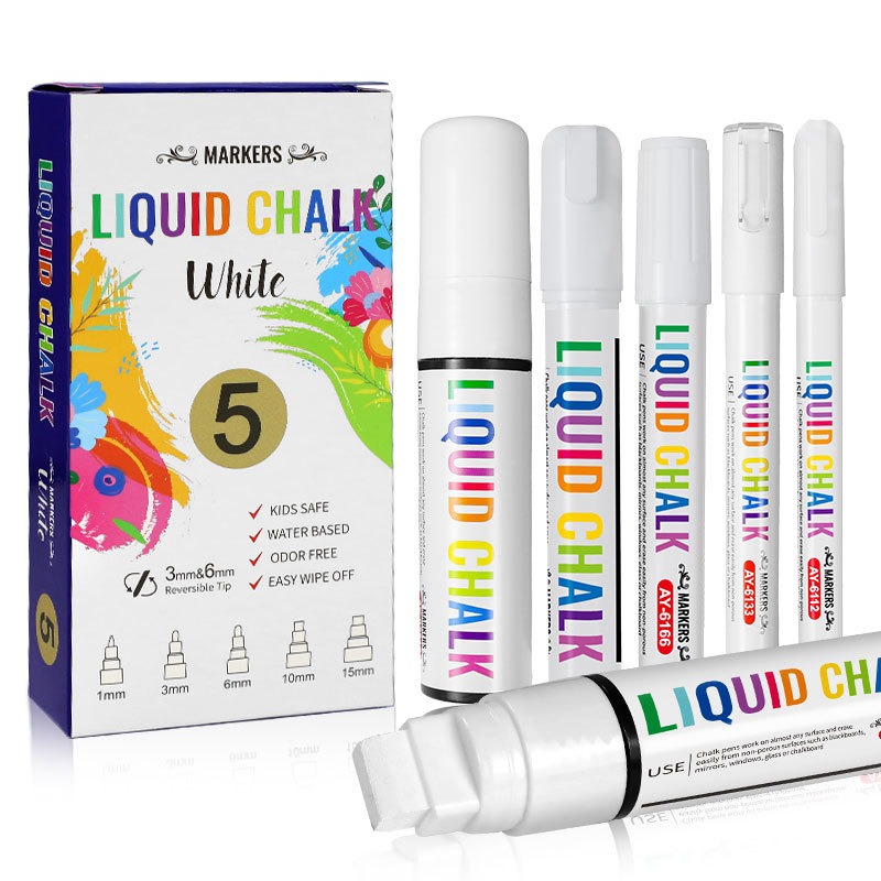 5pcs/set White Chalk Markers L - Correction Fluid White avis et prix
