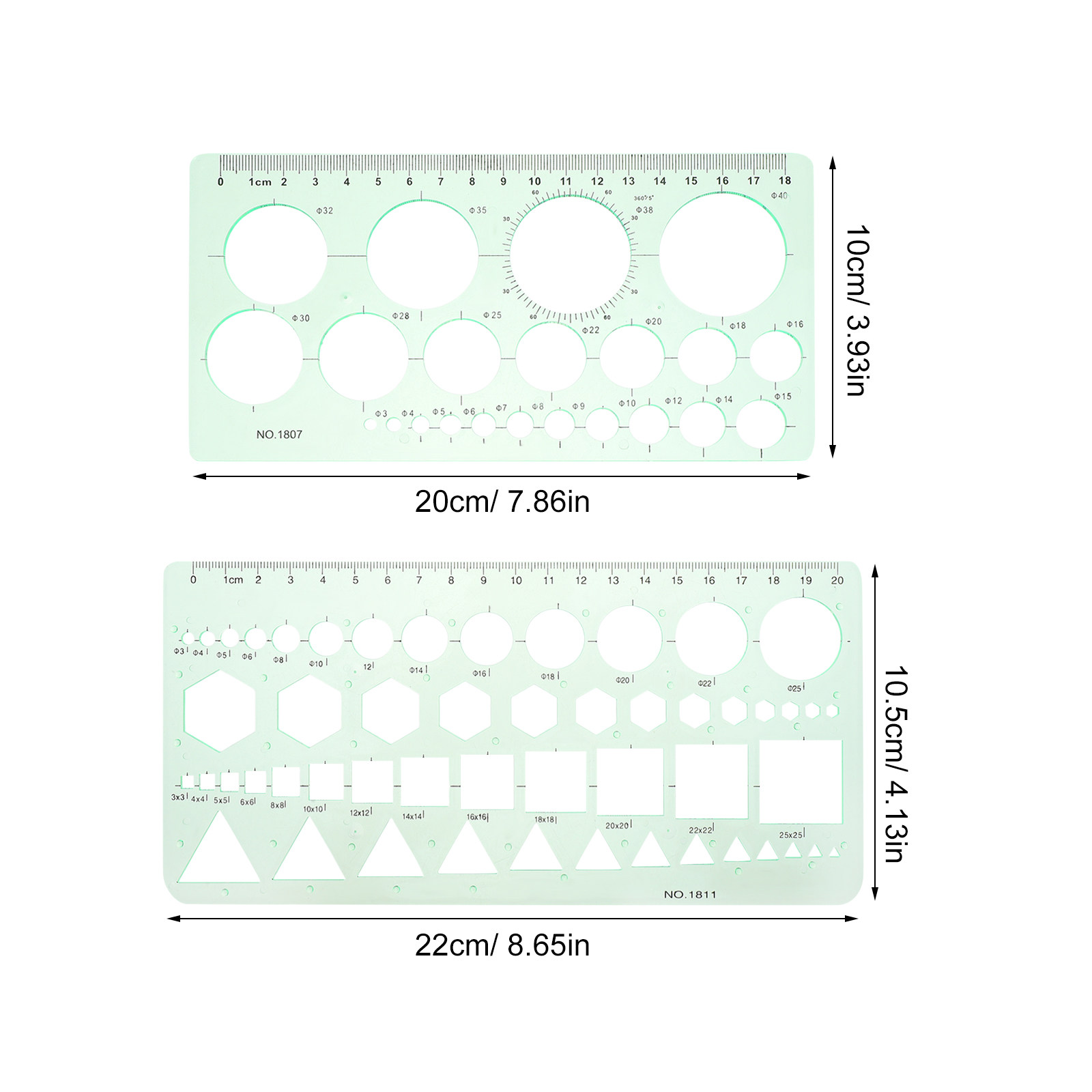 2Pcs Transparent Drawing Templ - Ruler Set Transparent avis et prix