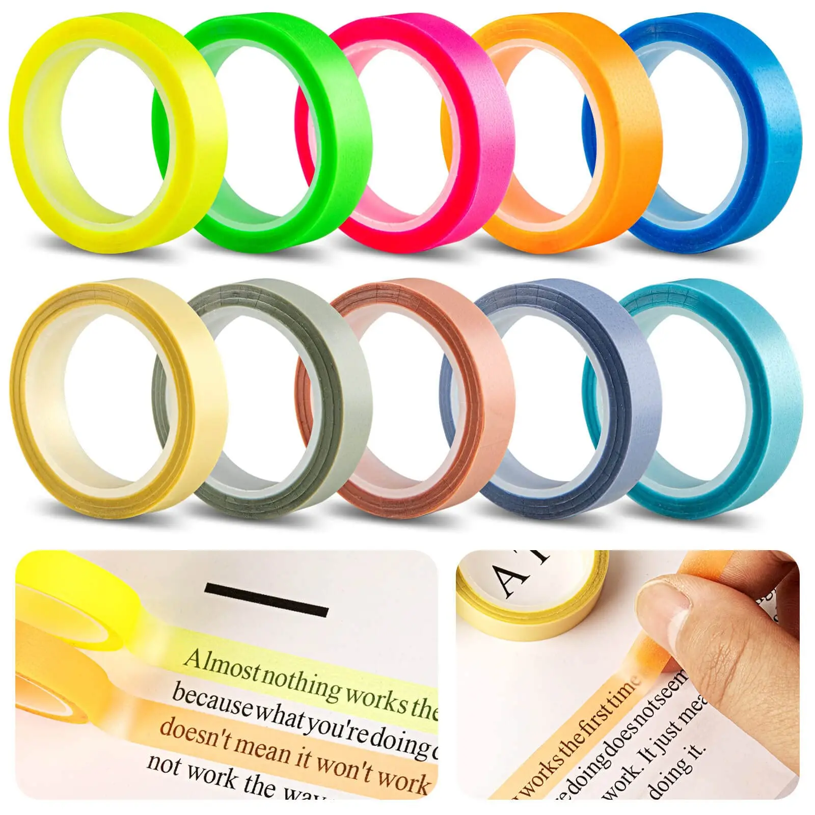5Rolls Transparent Fluorescent - Index Tab Divider avis et prix