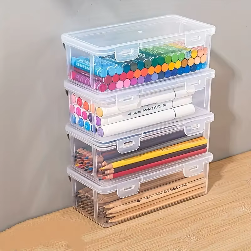 4 large transparent PP storage - Stationery And Office Supply Stores avis et prix
