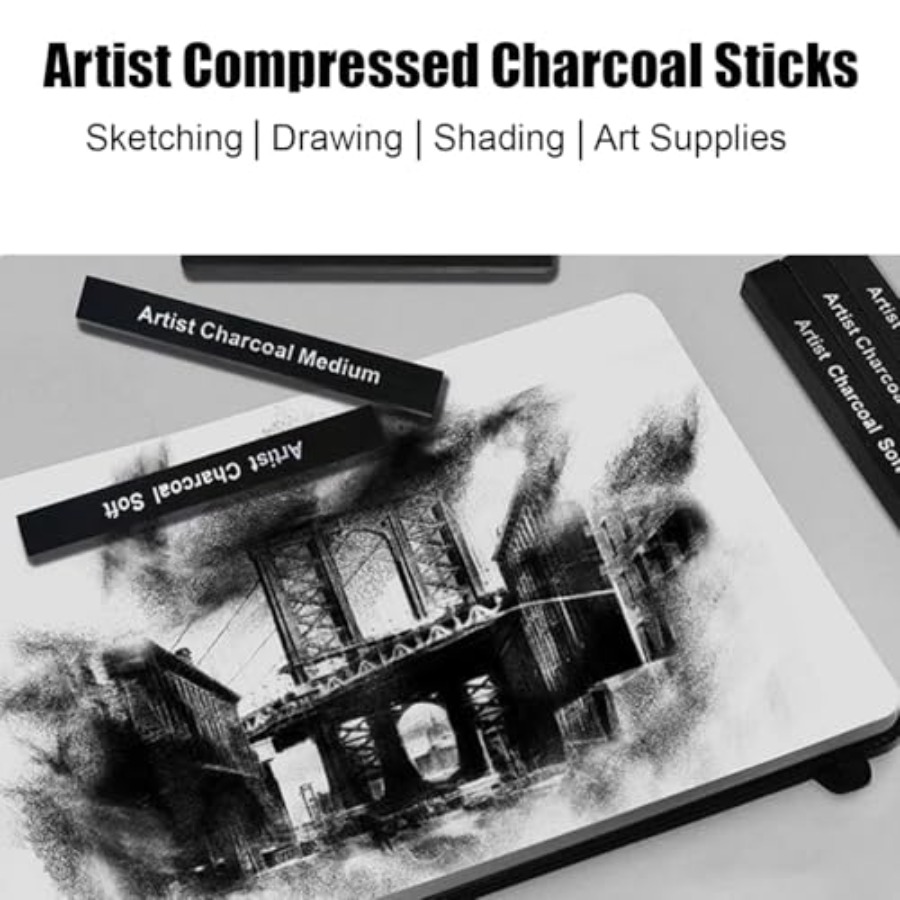 Compressed Charcoal Sticks 6 P - Rubber Eraser Kneaded avis et prix