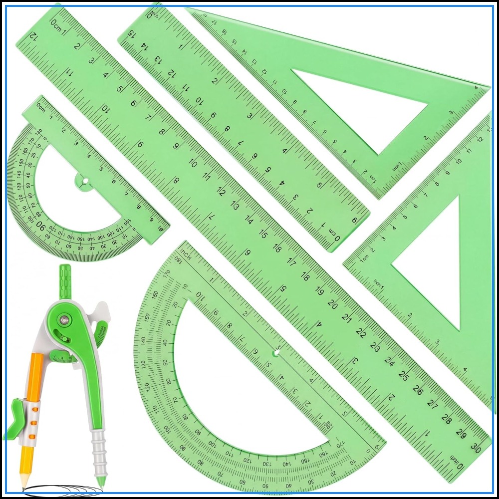 7 Pcs Geometry Math Set: 6/4 I - Ruler Set Transparent avis et prix