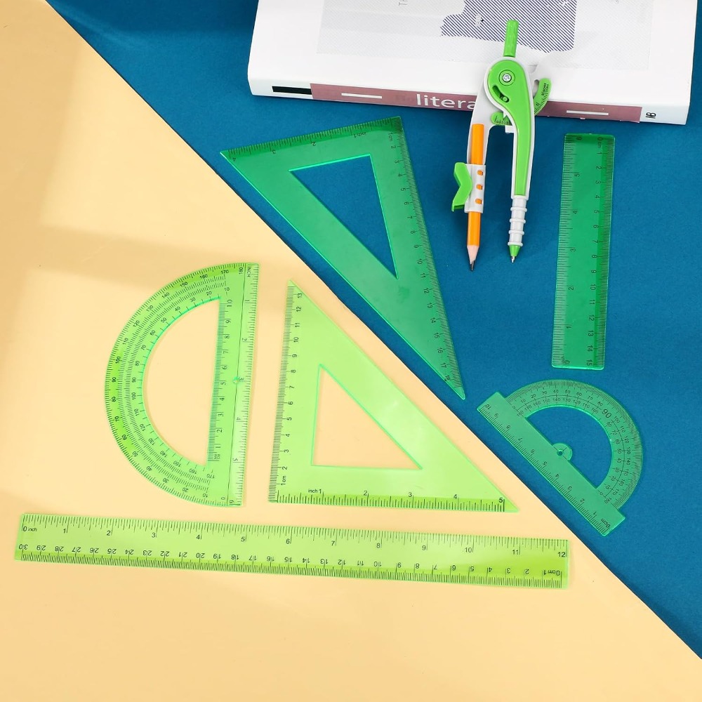 7 Pcs Geometry Math Set: 6/4 I - Ruler Set Transparent avis et prix