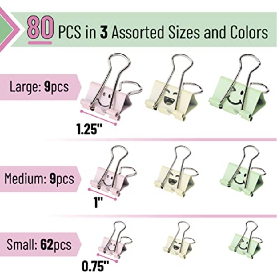 - Cute Binder Clips, 80 pcs, A - Binder Clip Assorted avis et prix