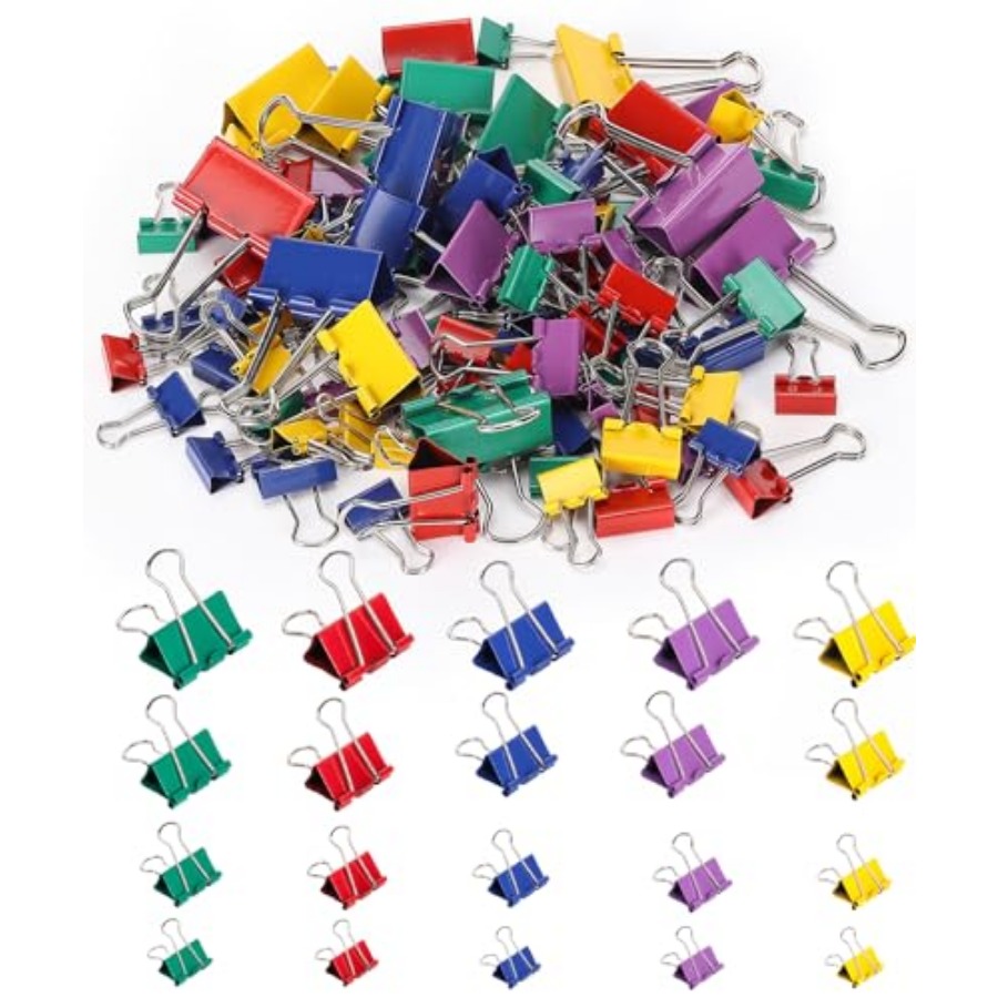 - Metal Binder Clips, 100 pcs, - Binder Clip Assorted avis et prix