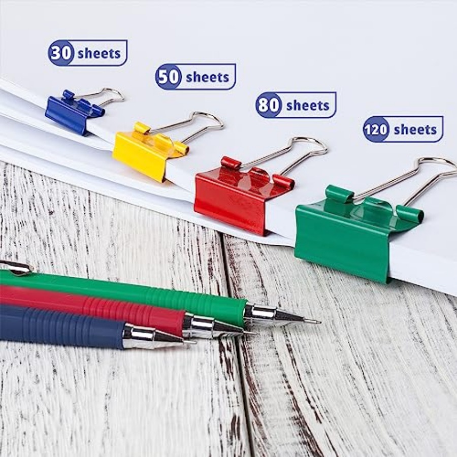 - Metal Binder Clips, 100 pcs, - Binder Clip Assorted avis et prix