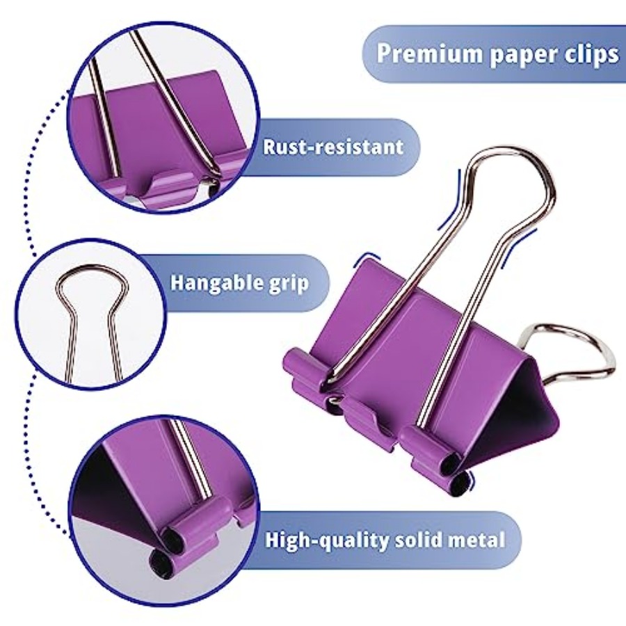 - Metal Binder Clips, 100 pcs, - Binder Clip Assorted avis et prix