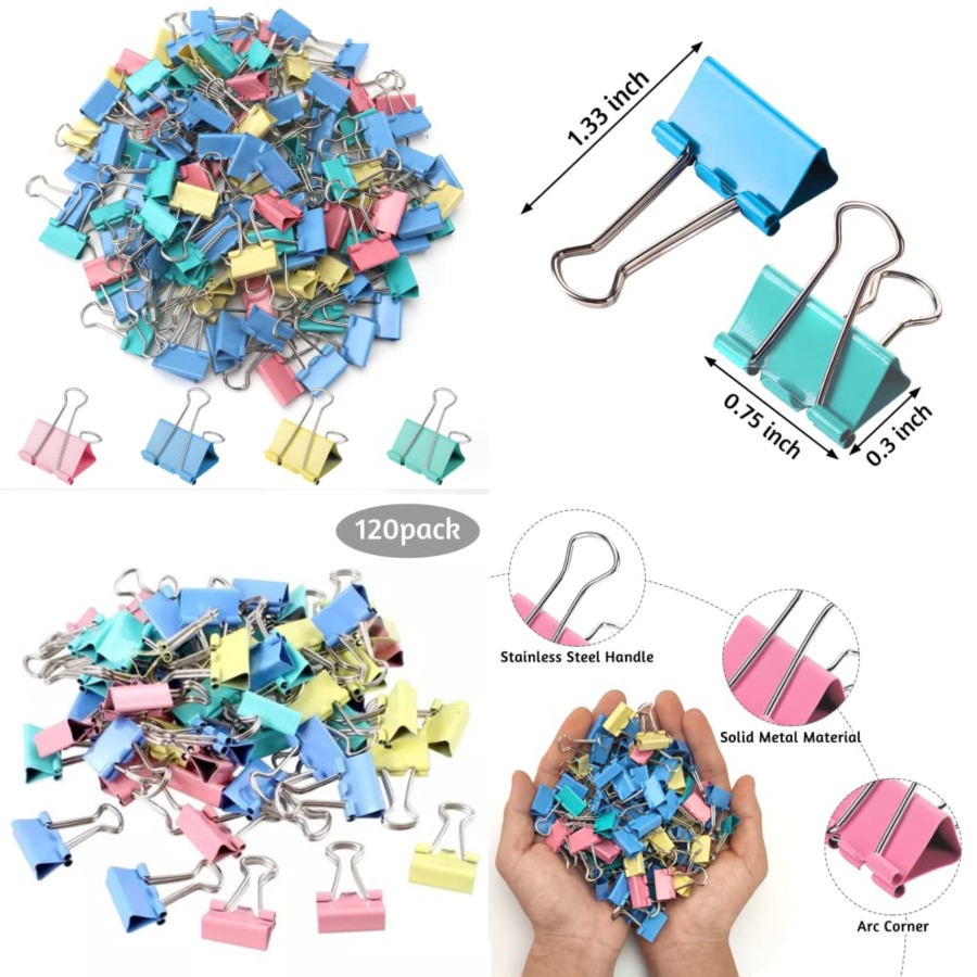 120 Pack Binder Clips 0.75 Inc - Binder Clip Assorted avis et prix