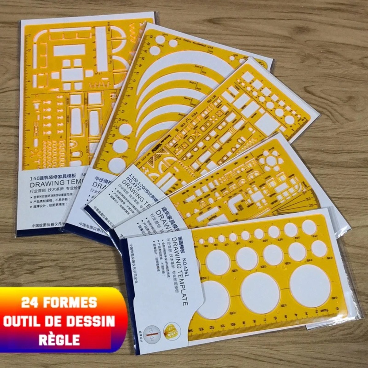 Geometric Drawing Template Set - Ruler Set Transparent avis et prix