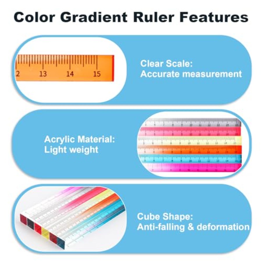 6pcs Colorful Clear Straight R - Ruler Set Transparent avis et prix