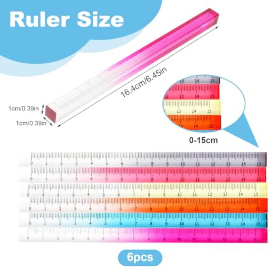 6pcs Colorful Clear Straight R - Ruler Set Transparent avis et prix