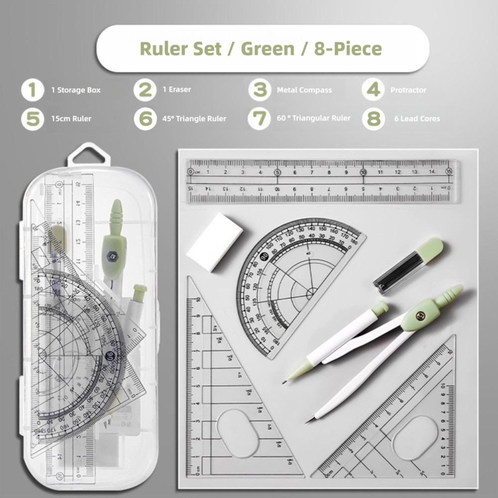 8PCS/Set Plastic Ruler Compass - Ruler Set Transparent avis et prix