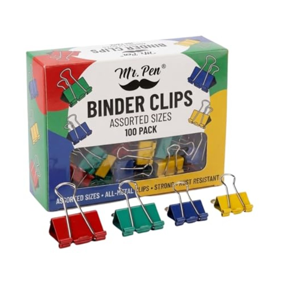 - Metal Binder Clips, 100 pcs, - Binder Clip Assorted avis et prix