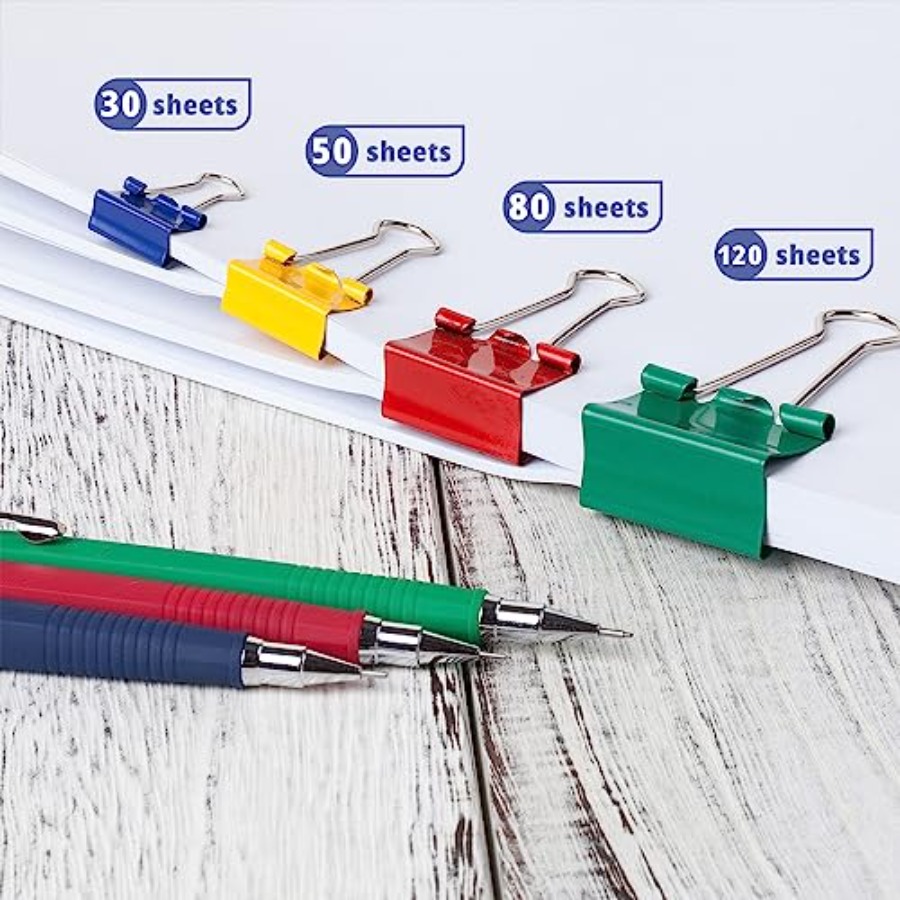 - Metal Binder Clips, 100 pcs, - Binder Clip Assorted avis et prix