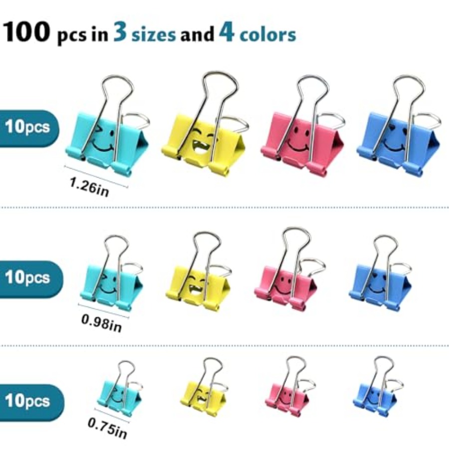 100 Pack Binder Clips Paper Cl - Binder Clip Assorted avis et prix