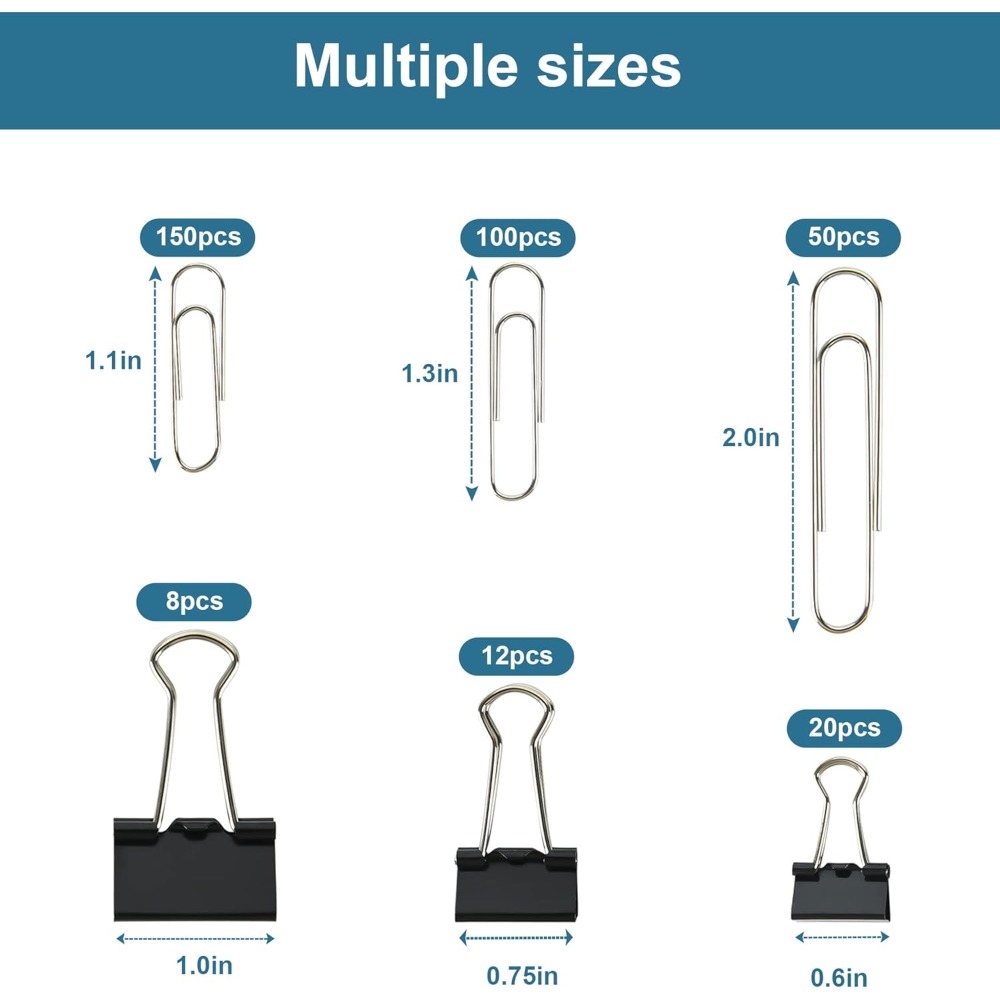 340pcs Binder Clips & Paper Cl - Binder Clip Assorted avis et prix