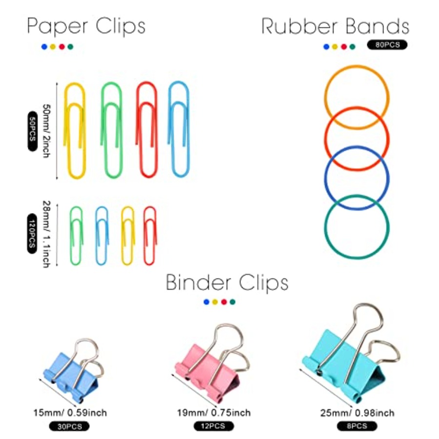 300 Pcs Binder Clips, Rubber B - Binder Clip Assorted avis et prix