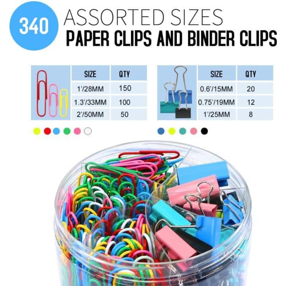 340PCS Colorful Paper Clips &  - Binder Clip Assorted avis et prix