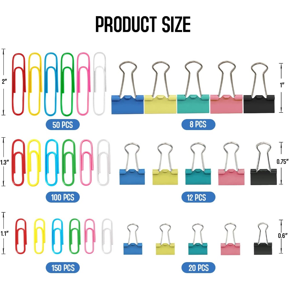 340PCS Colorful Paper Clips &  - Binder Clip Assorted avis et prix