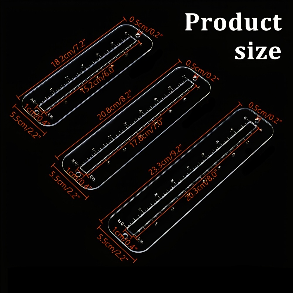 3Pcs, 3 sizes zipper making te - Ruler Set Transparent avis et prix